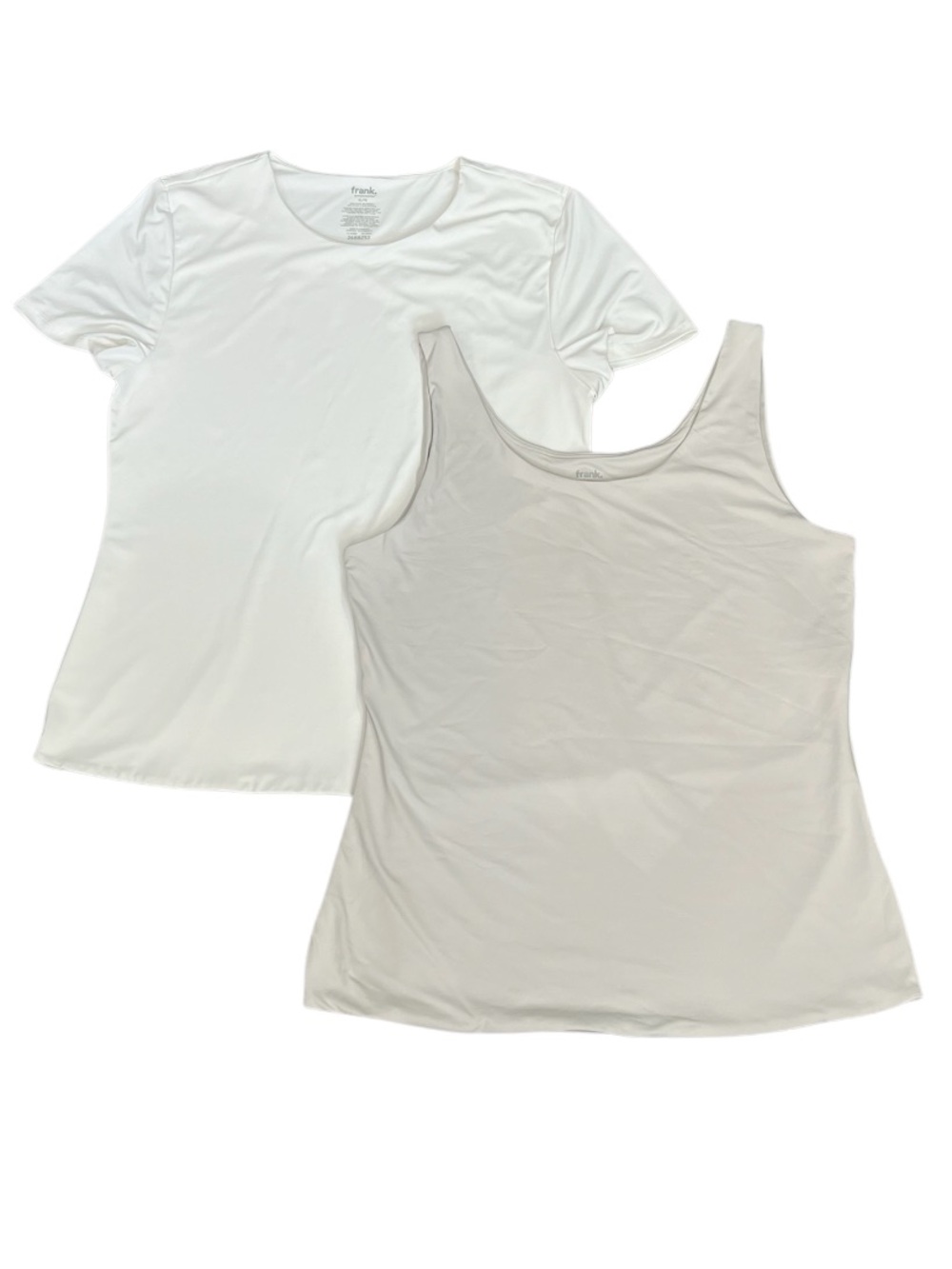 Frank and Oak Contour Tank (beige) & Tee (white) 2 Pack Size XL